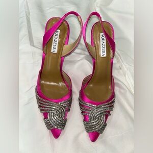 Aquazzura Pink and Silver Heels